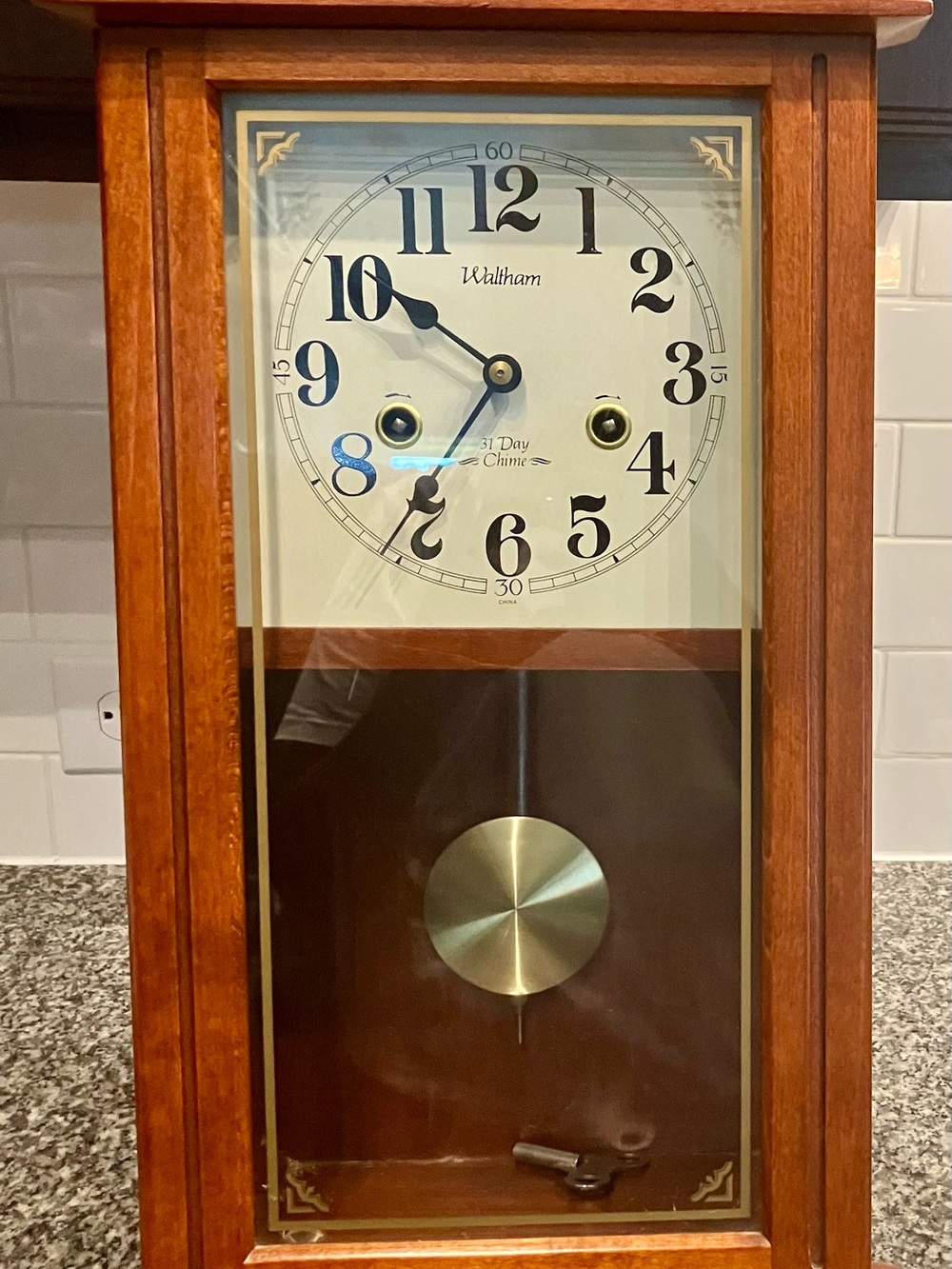 Waltham Brown Wooden Pendulum Wall Clock - Classic Home Accent
